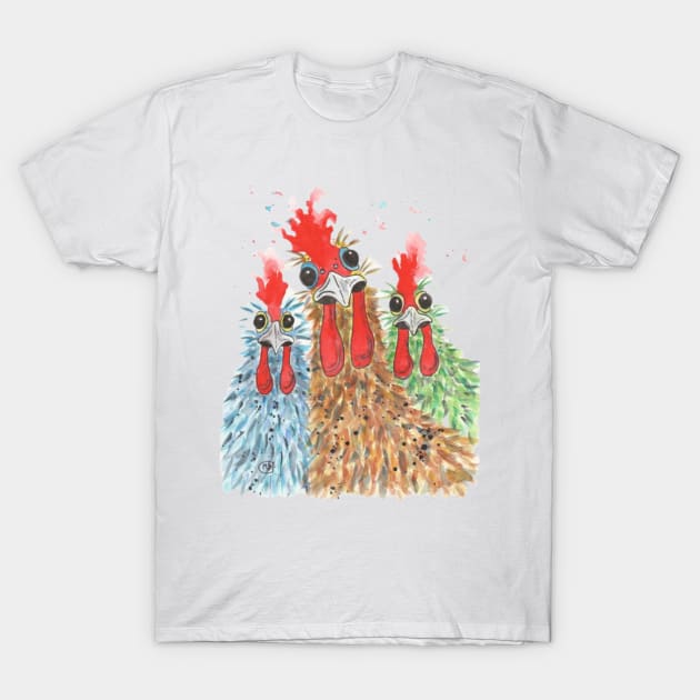 Curious Funky Chicken Girls T-Shirt by Marjansart 